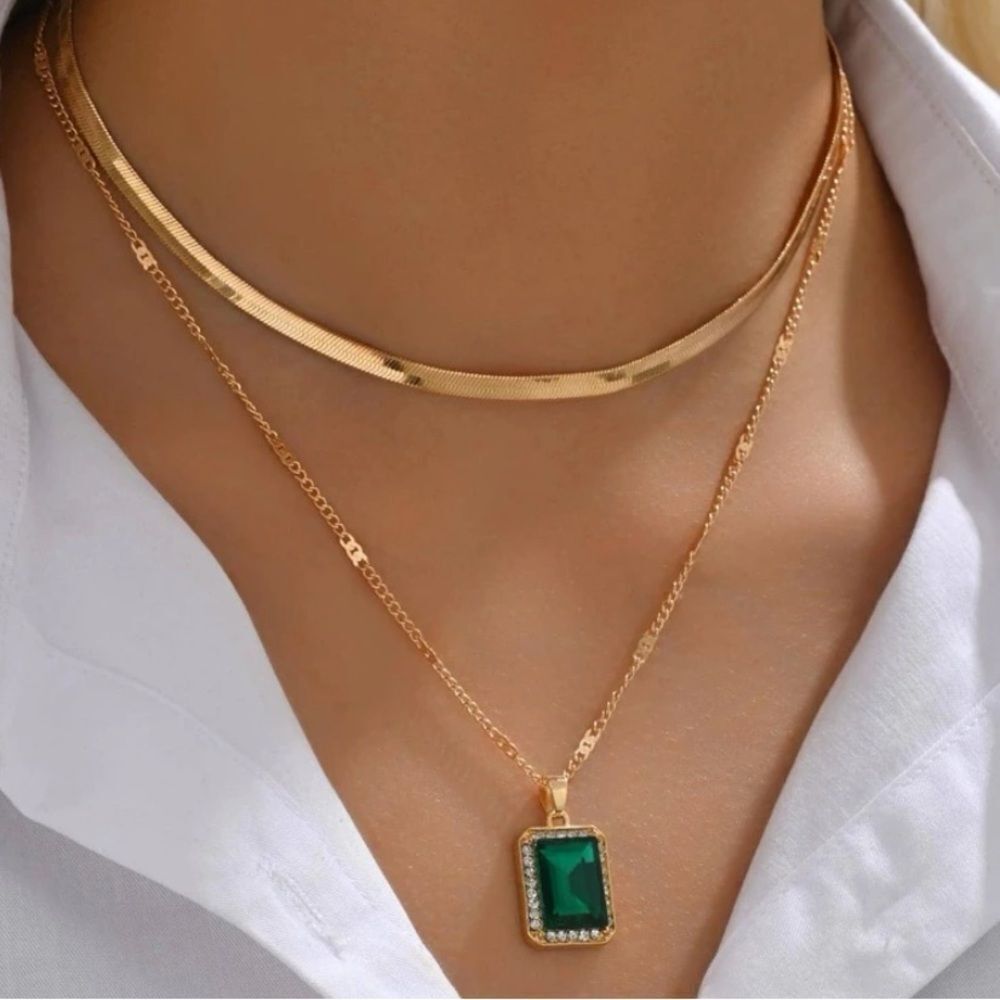 3for$20 1pc Fashion Zinc Alloy Rhinestone Charm Layered Necklace